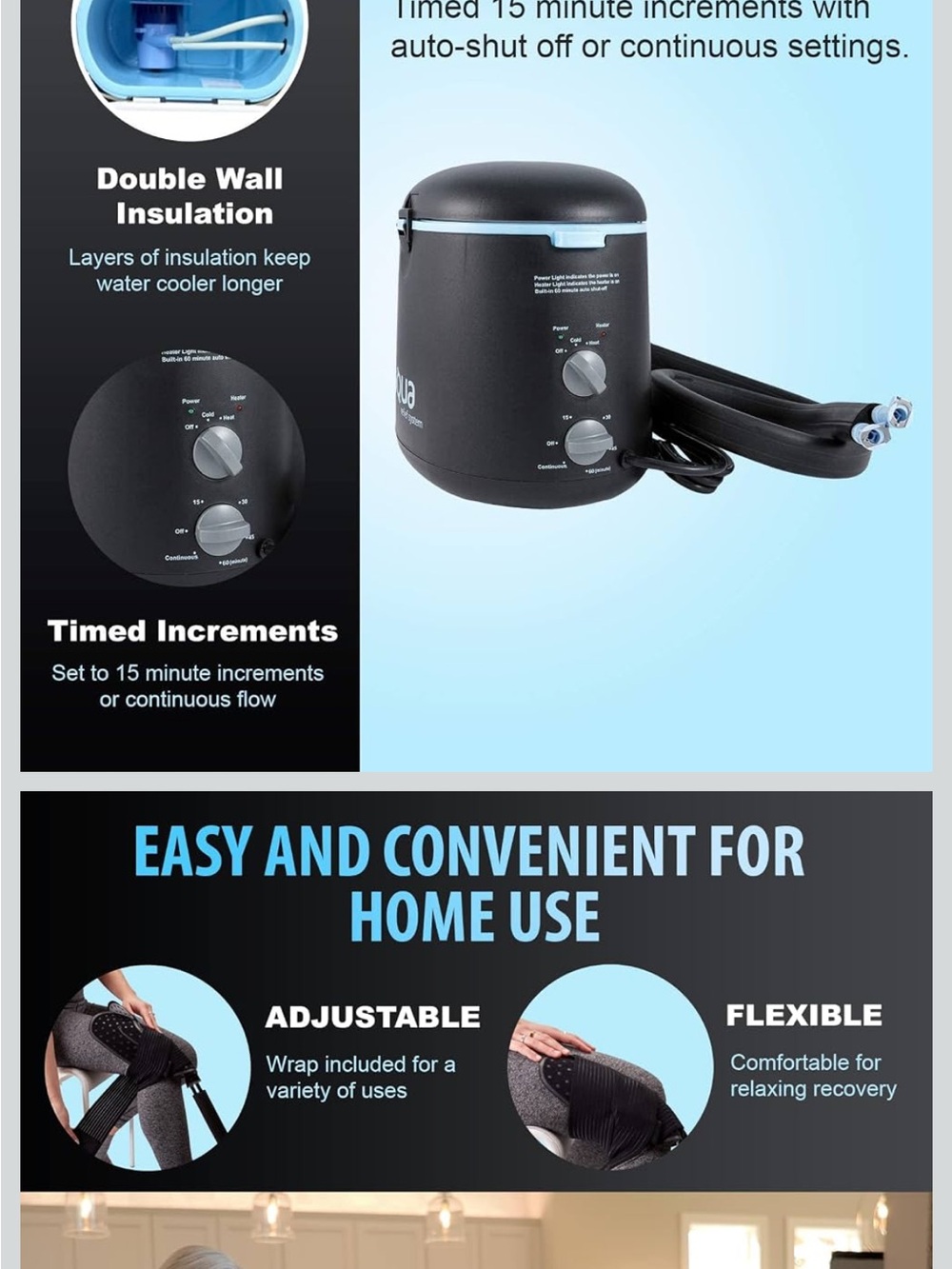 NEW IN BOX Aqua Relief Cold or Warm Therapy Unit in Black with Light Blue Trim - Picture 12 of 13